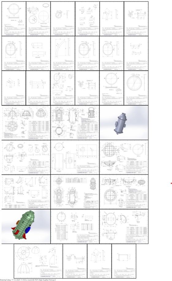 Industrial Pressure Vessel Fabrication Drawing with Dimensions
