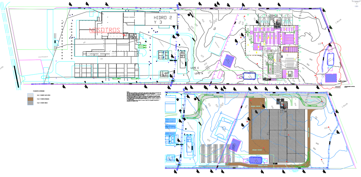 Industrial Site Plan with Elevation Levels and Utility Layout Map