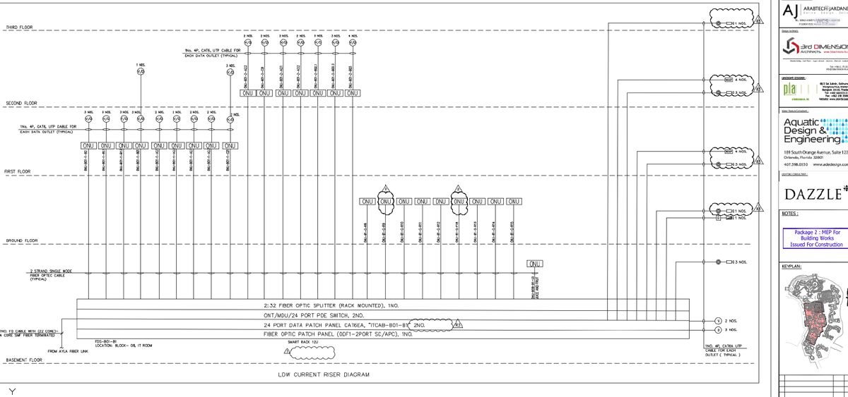 Low Current Riser Diagram DWG for Multi-Storey Building MEP Layout
