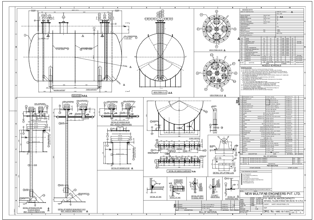 Medium Duty Methanol Storage Tank Fabrication Drawing 6150x3150 mm