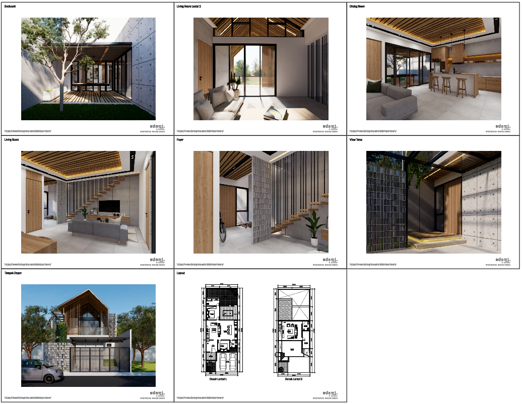 Modern House Design AutoCAD DWG With 2 Storey Layout and Renders
