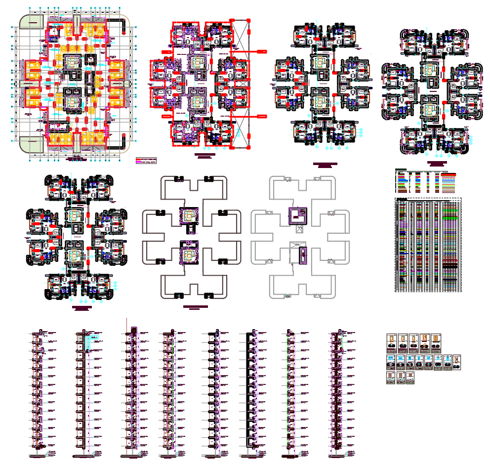 Multi-Floor Residential Building Layout DWG with Floor Plans