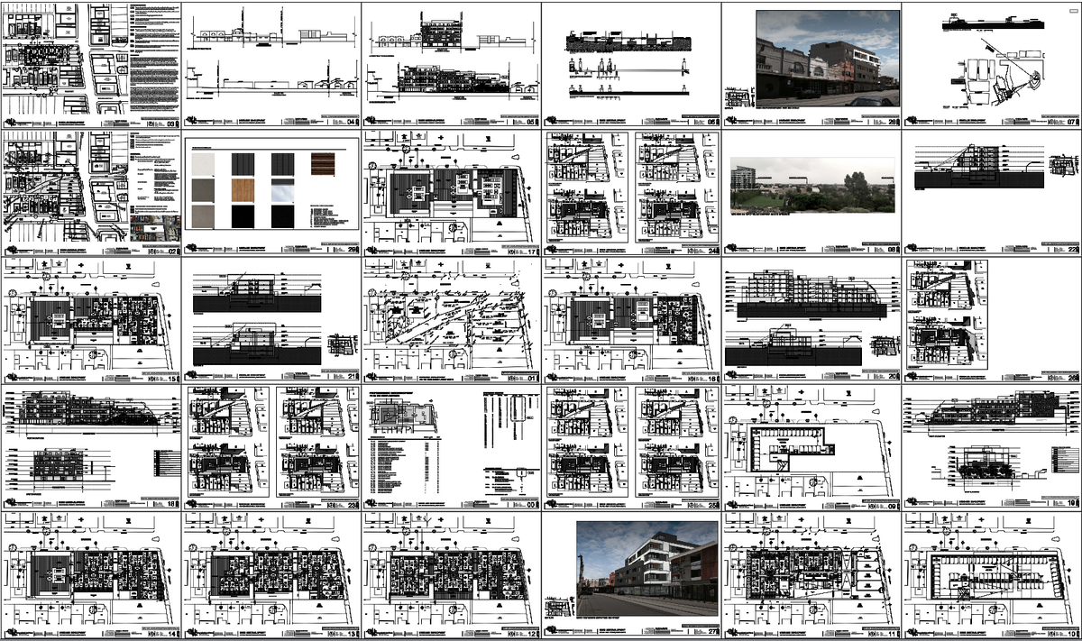 Multi Storey Residential Building Detailed Floor Plans, Elevations DWG