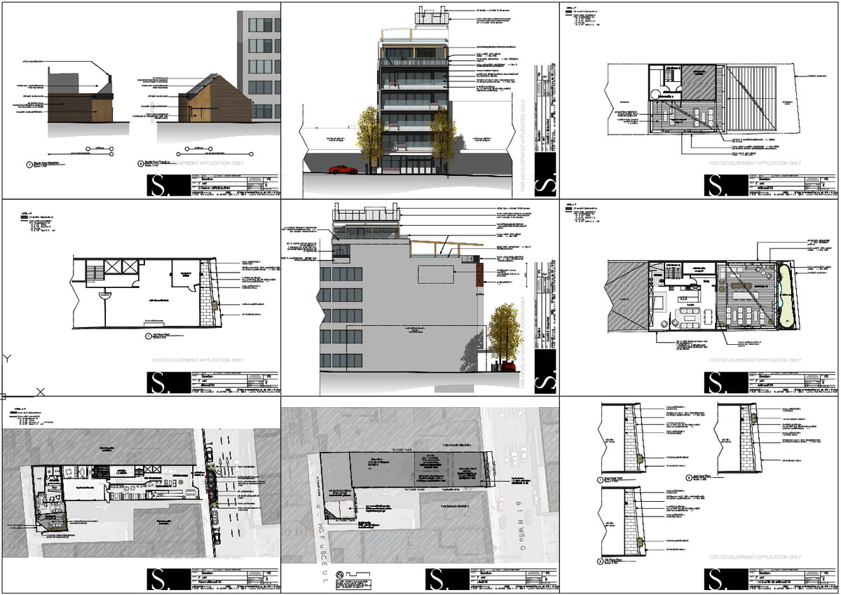 Multi Storey Residential Building Floor Plan, Sections, Elevations DWG
