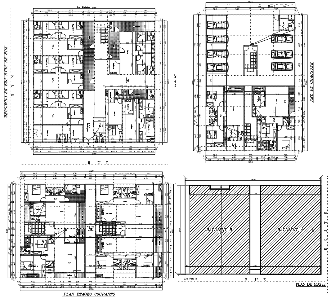 Multi-Unit Residential AutoCAD DWG with 2800 Site and Floor Layouts