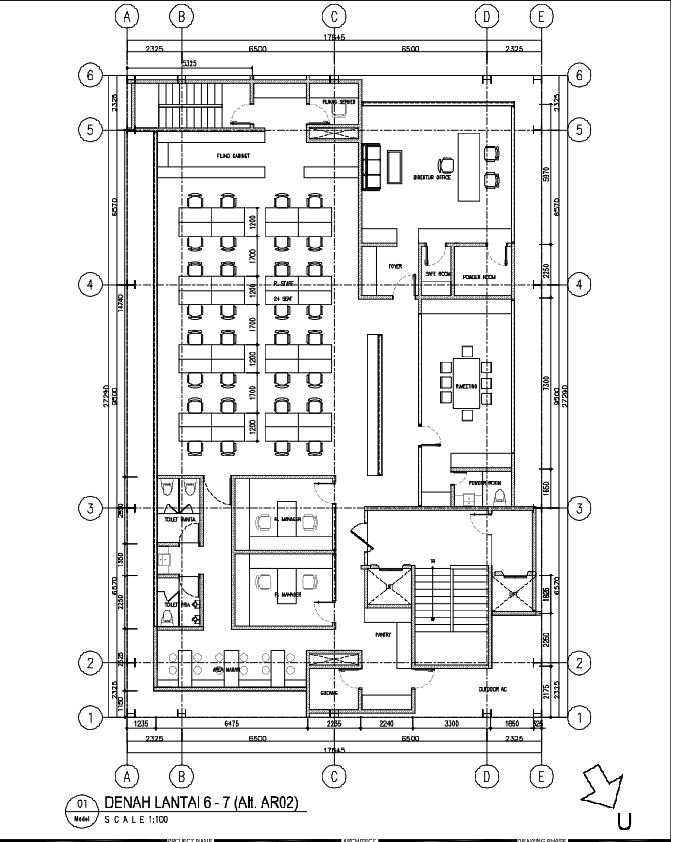 Office Floor Plan Layout With Workstations, Meeting, and Director Room