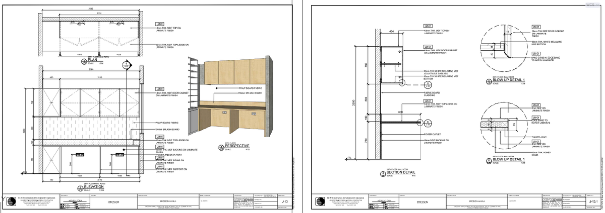 Office Workstation Cabinet Detail Drawing With 2110mm And 2250mm