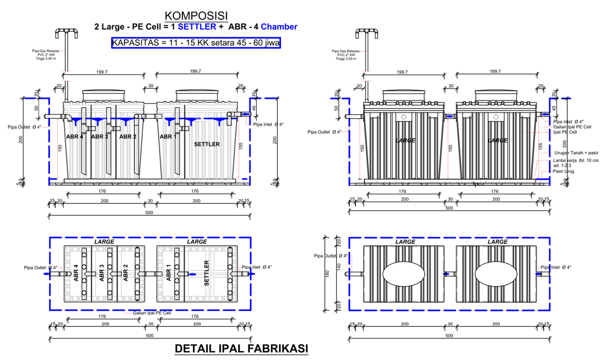 PE Cell Settler ABR System Fabrication Drawing IPAL DWG File