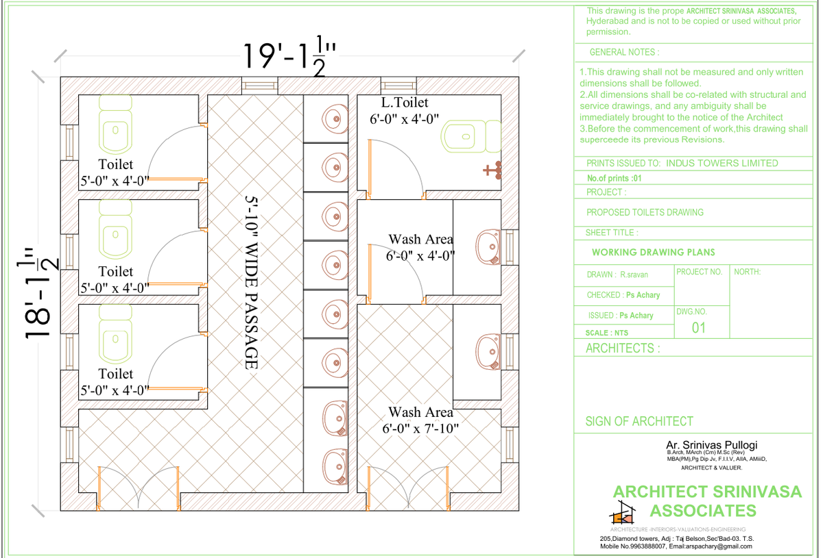 Public Toilet Floor Layout With Wash Area And Central Passage