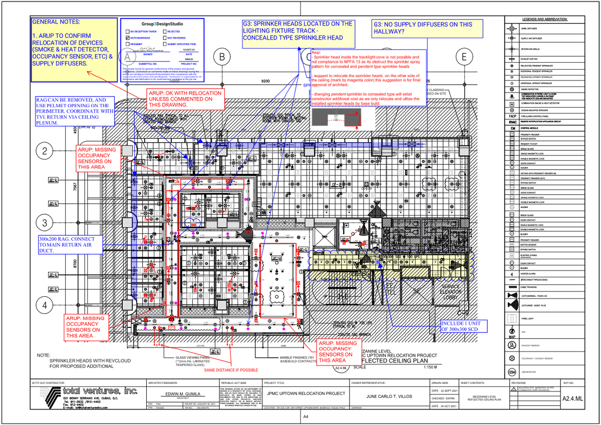 Reflected Ceiling AutoCAD Plan for Mezzanine Level with MEP Layout.