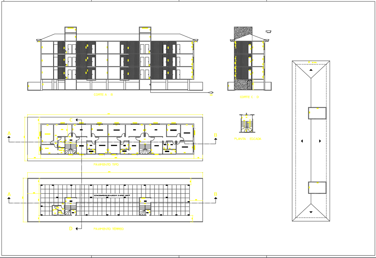 Residential Apartment Floor Plans DWG with 209 m² Parking Layout