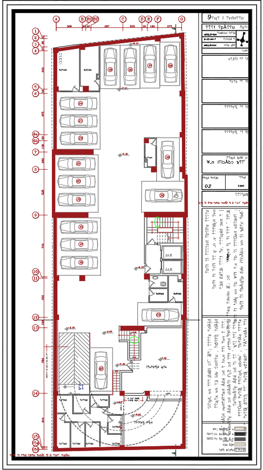 Residential Basement Car Parking DWG with 32 Slot Layout Plan
