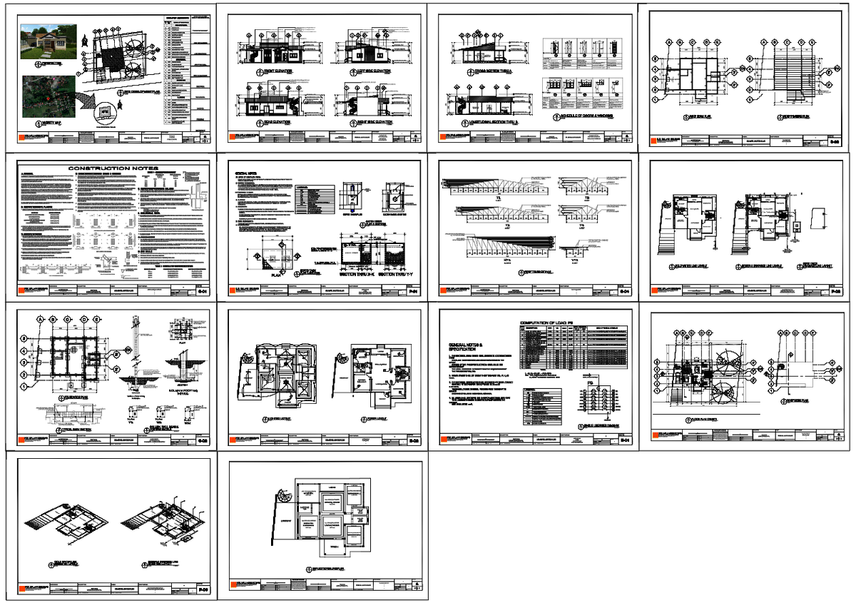 Residential Building Complete Architectural Structural Drawing Set DWG