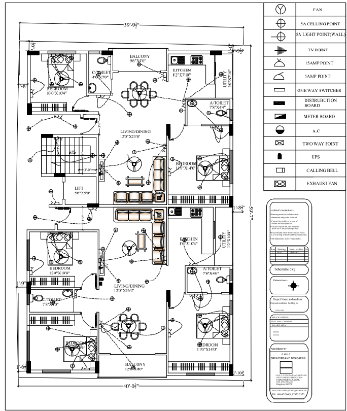 Residential Electrical Layout Plan With Lighting And Power Points