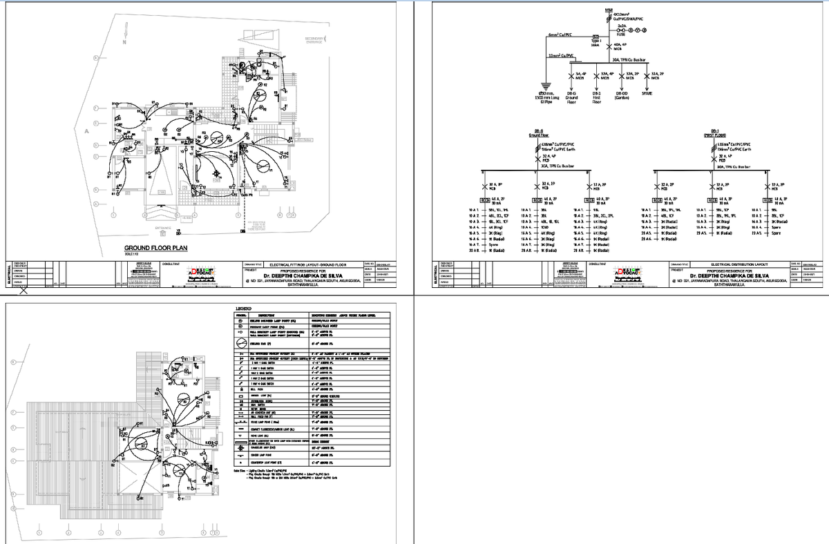 Residential Electrical Layout Plan With Wiring And Circuit Details