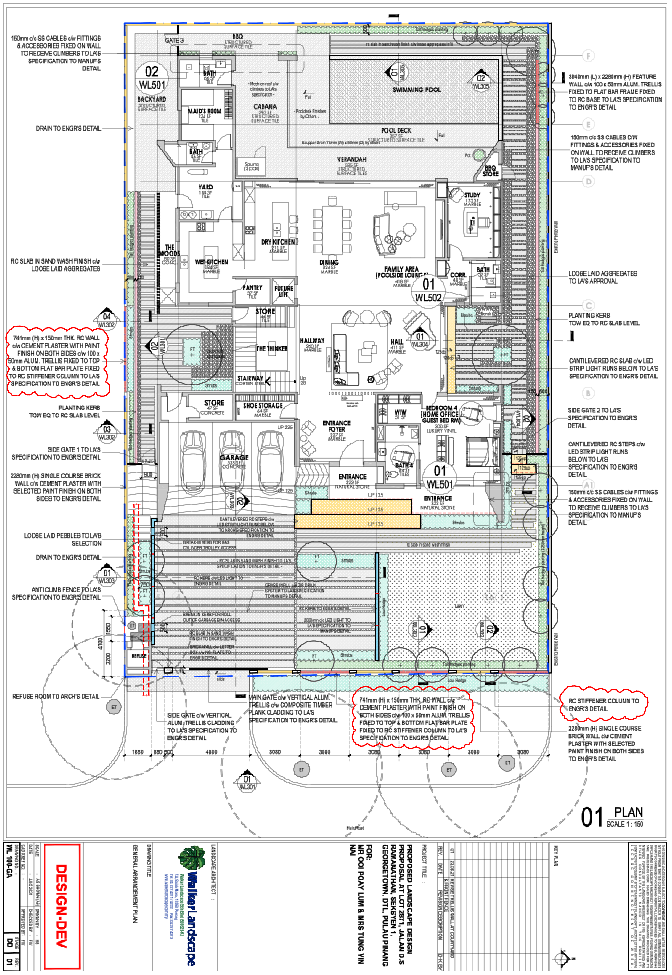 Residential Landscape Layout AutoCAD Plan with Pool and Cabana