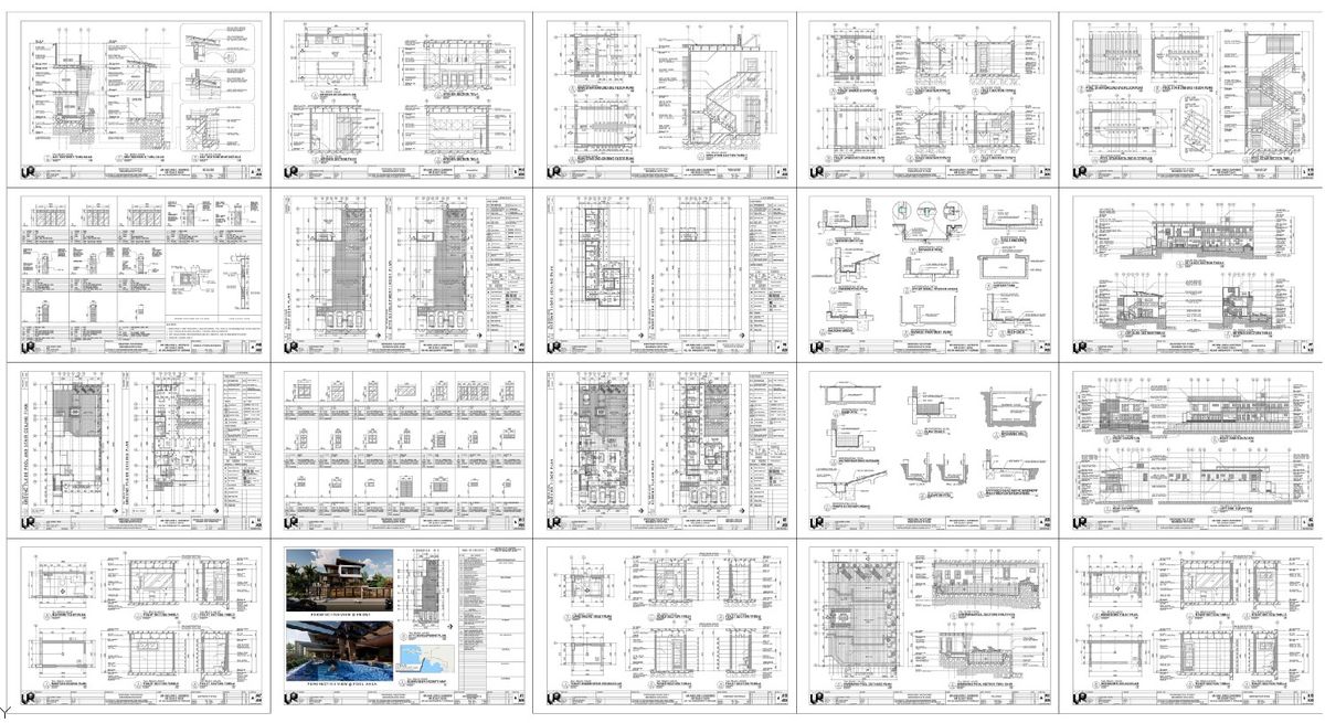 Residential Villa DWG with Structural Plans, Elevation and Section