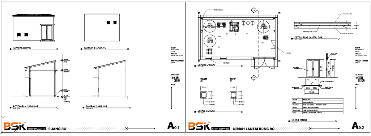 Ruang RO Shop Drawing With Floor Plan Elevation and Structure