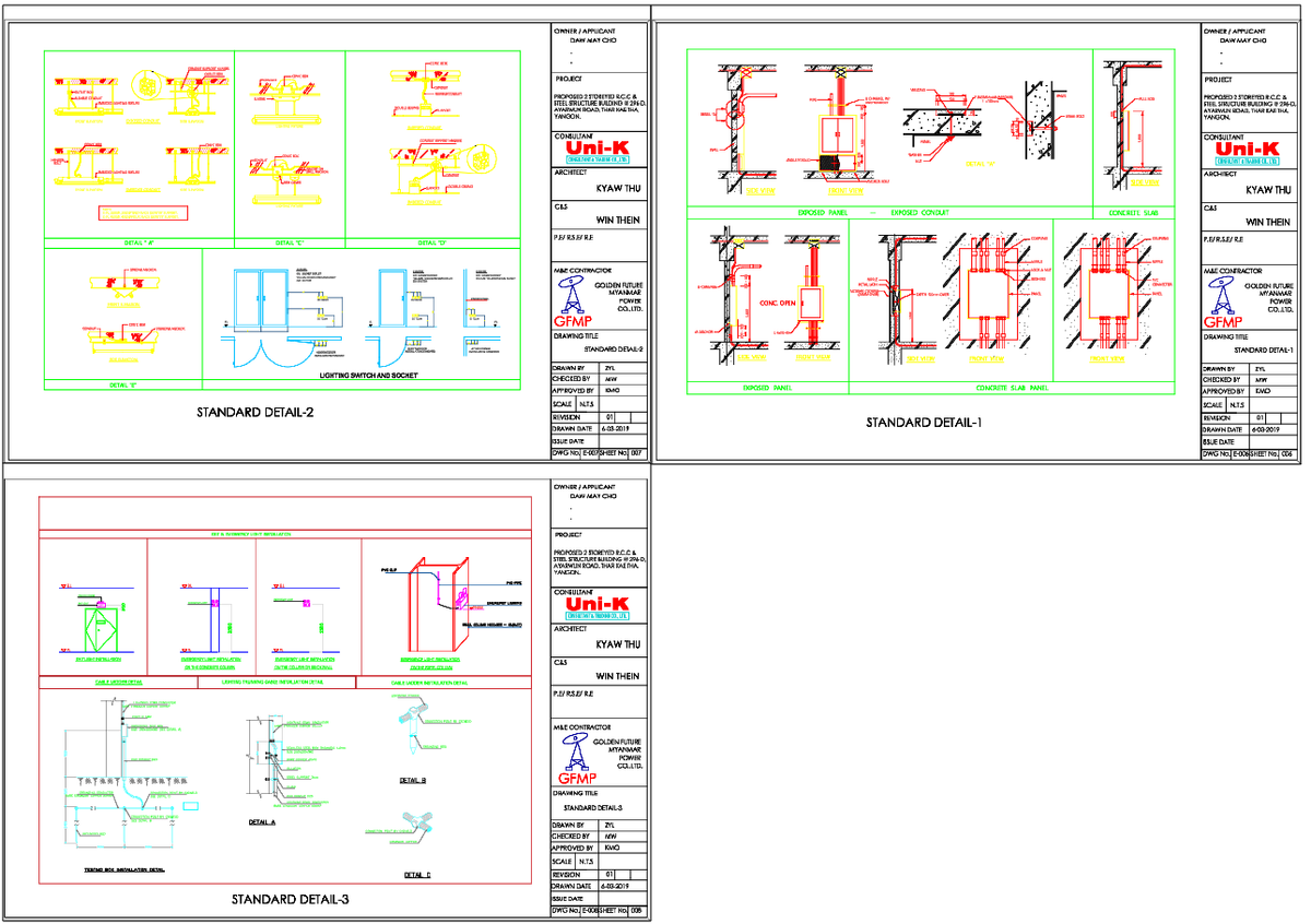 Standard Electrical Installation Details with Lighting Switch DWG