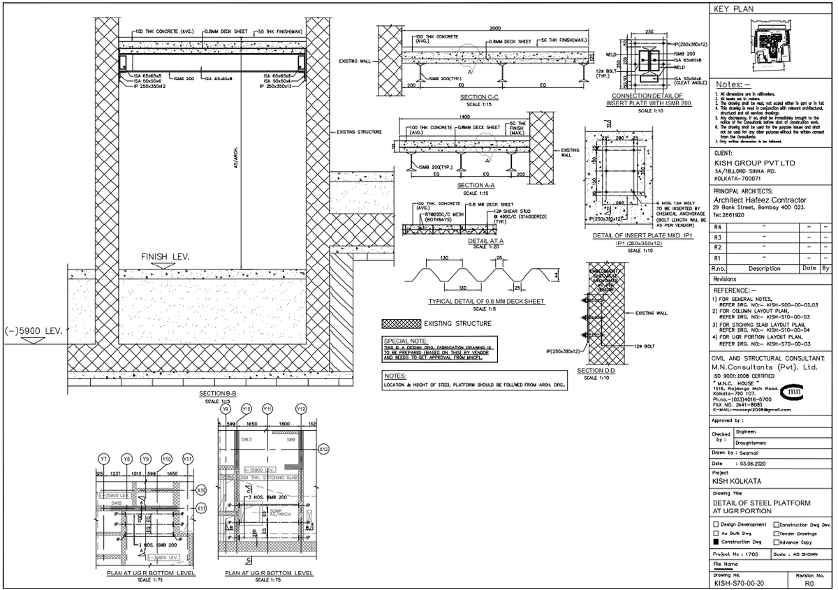 Steel Platform UGR Portion Detail with ISMB 200 and Deck Sheet