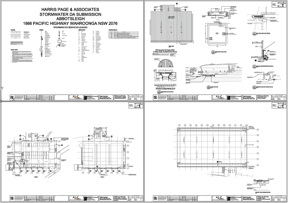 Stormwater Drainage Layout And Pit Details Plans DWG Drawing