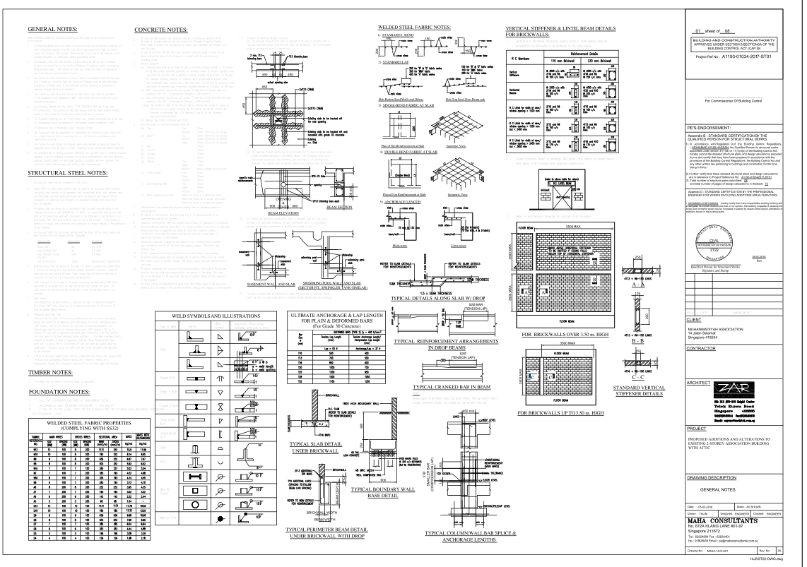 Structural General Notes and Reinforcement Standard Detail Drawing