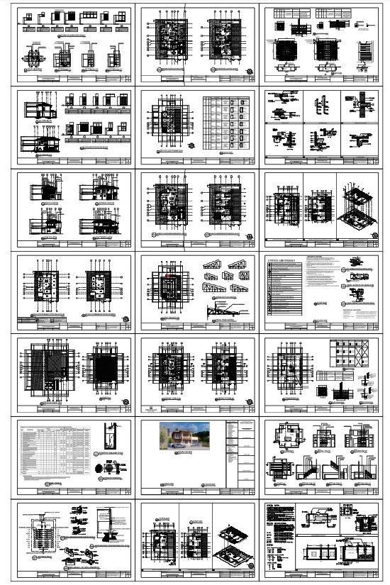 Structural Reinforcement DWG with Footing Column Beam and Slab Layouts