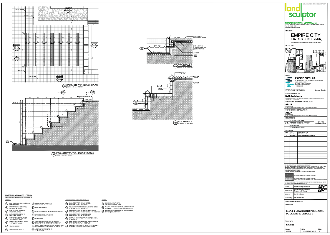Swimming Pool Step Construction Details With Section And Levels