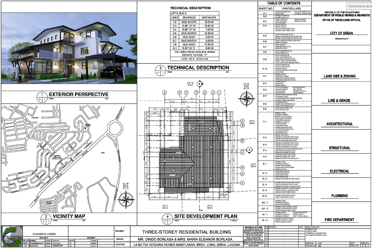 Three Storey Residential Site Development Plan with 15000mm Layout