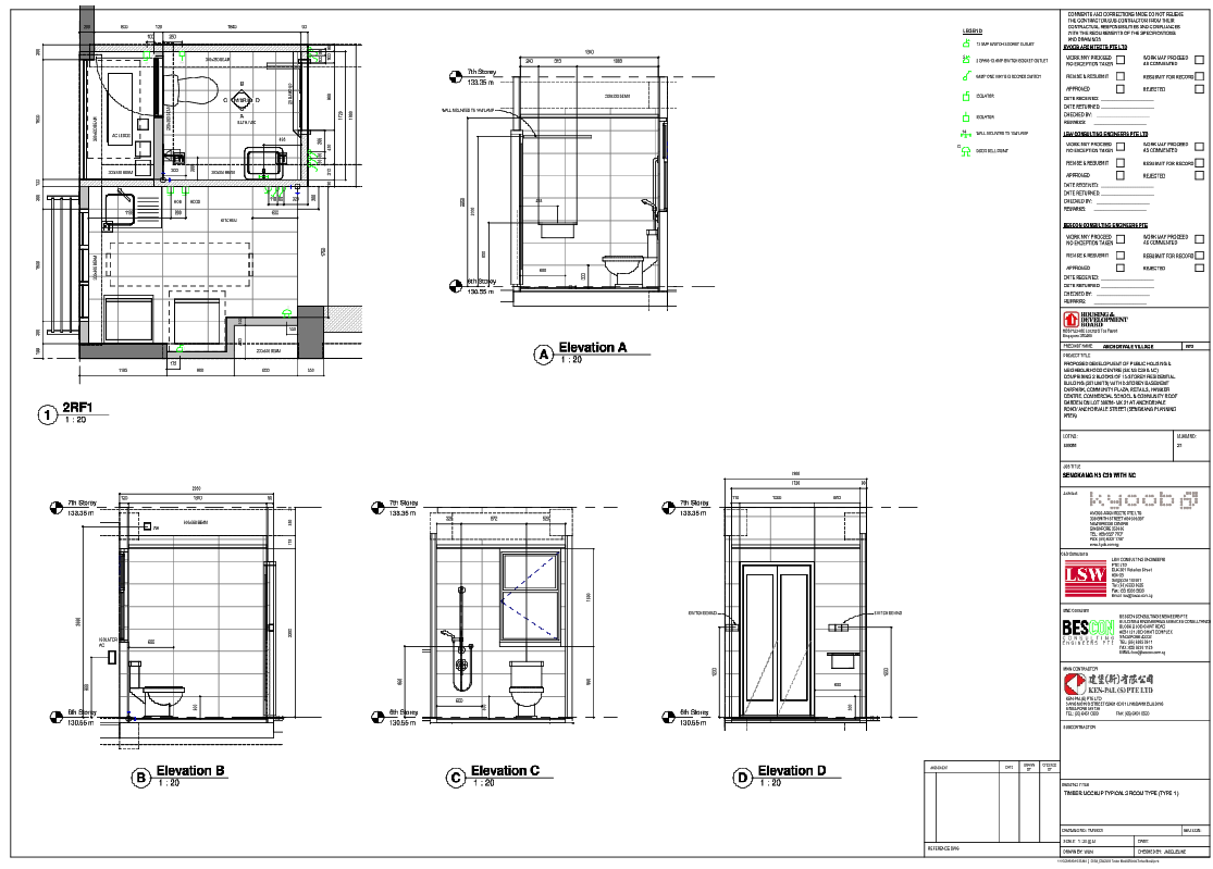 Timber Mockup Typical Two Room Unit Layout Drawing With Dimensions