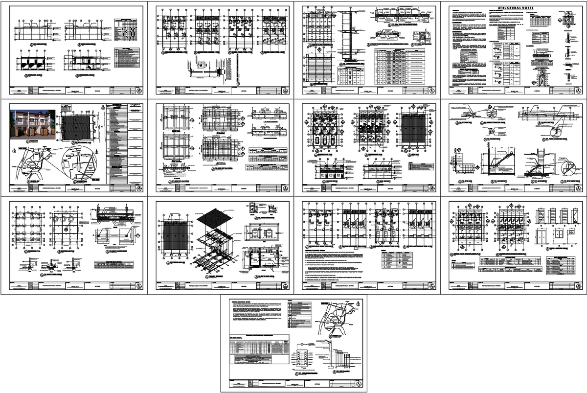 Two Storey Apartment AutoCAD Plan Set with Full Measured Layouts