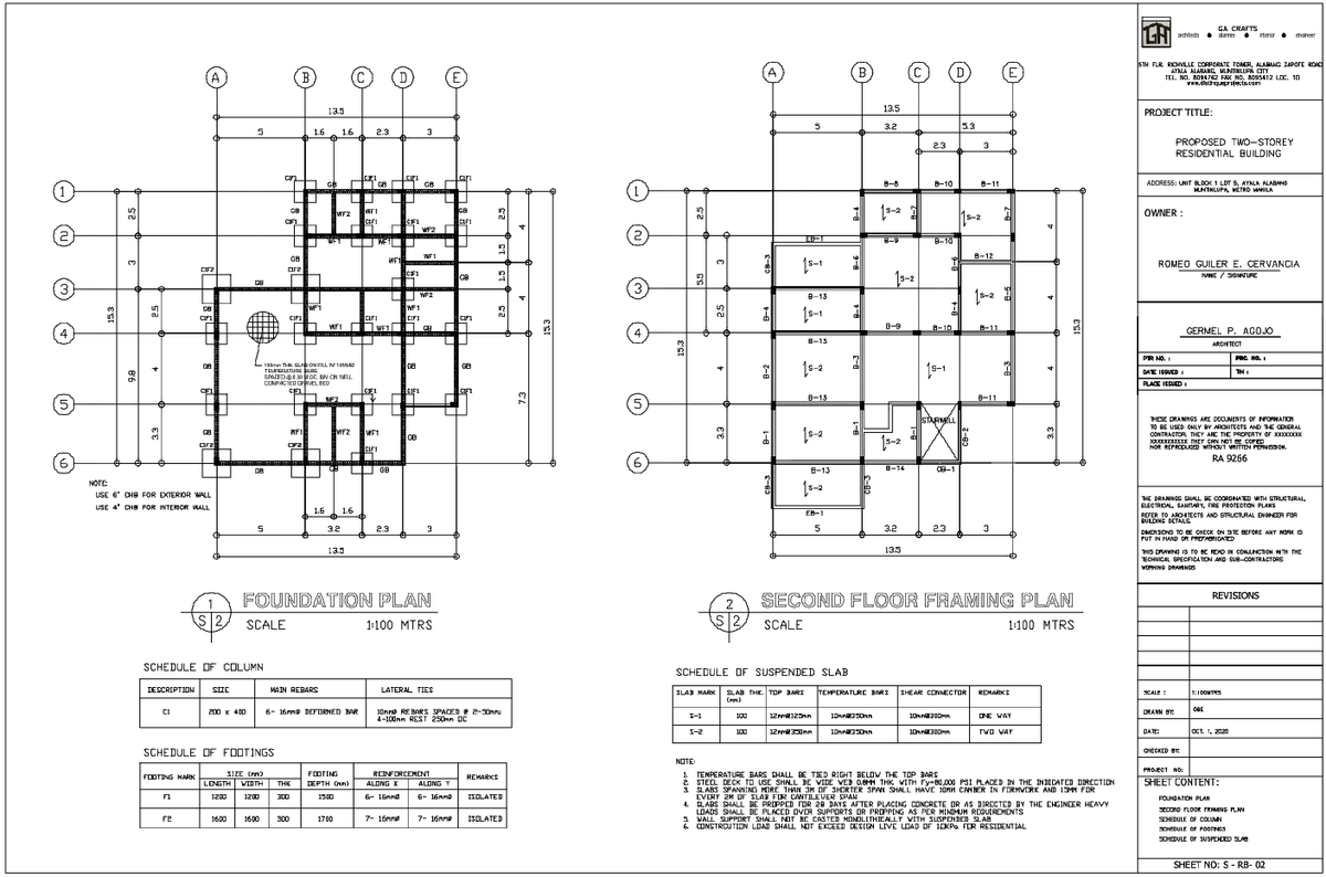 Two Storey Residential Foundation and Framing Plan AutoCAD DWG