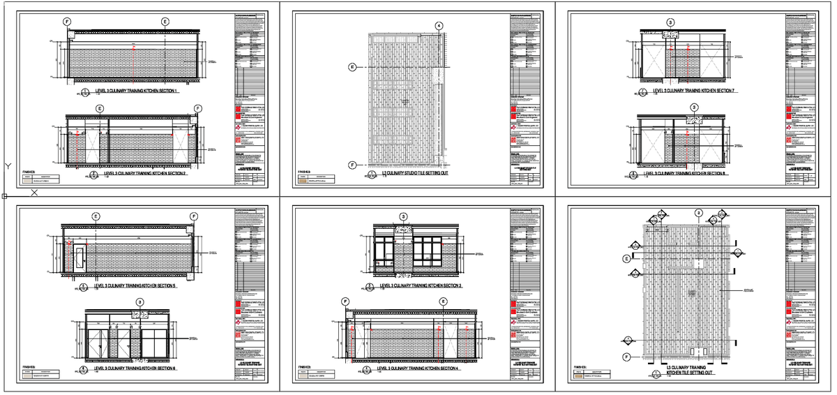 AutoCAD Kitchen Wall Sections and Tile Setting Out Working Drawing