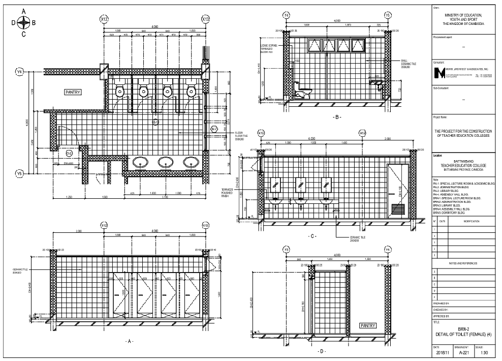 AutoCAD Male Toilet Layout Design for Academic Building Projects