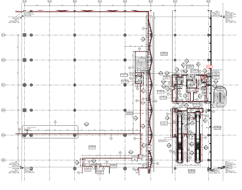 AutoCAD Wall Setting Out Plan Level 1 Arrival Mezzanine Airport