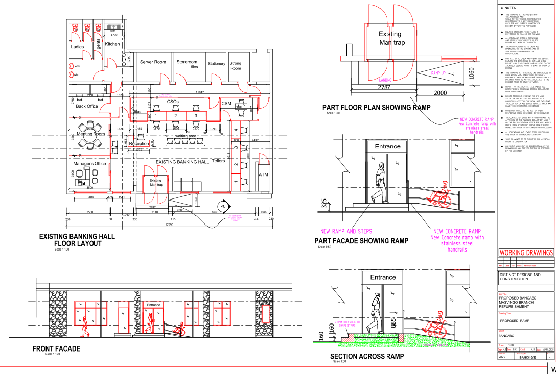 Bank Ramp Layout and Interior Floor Plans Drawing 2000mm DWG