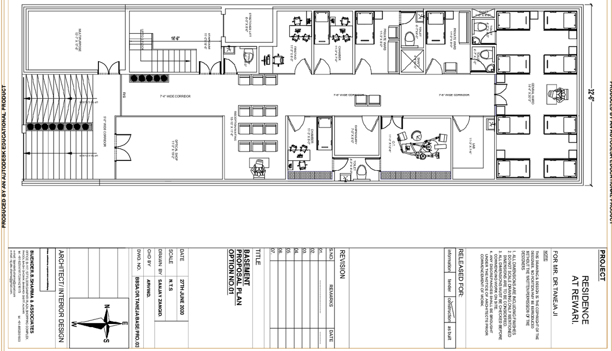 Basement Hospital Floor Plan 32ft AutoCAD DWG Layout Drawing