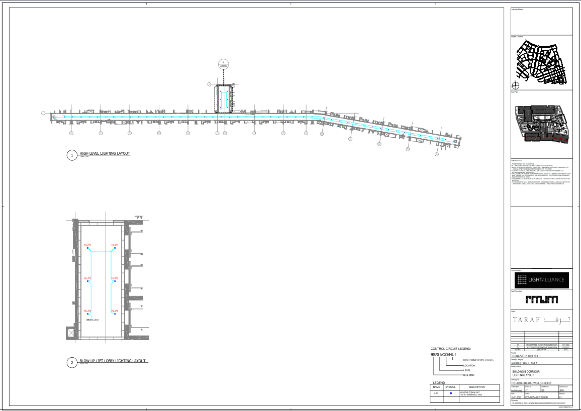 Blow Up Lift Lobby and High-Level Lighting Layout with Measurements