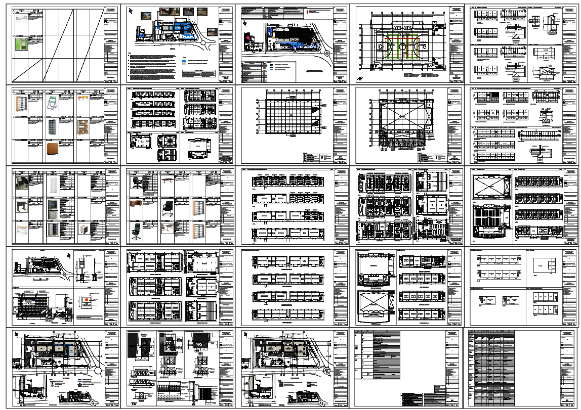 Complete College Building Architectural Drawing Set with Detailed