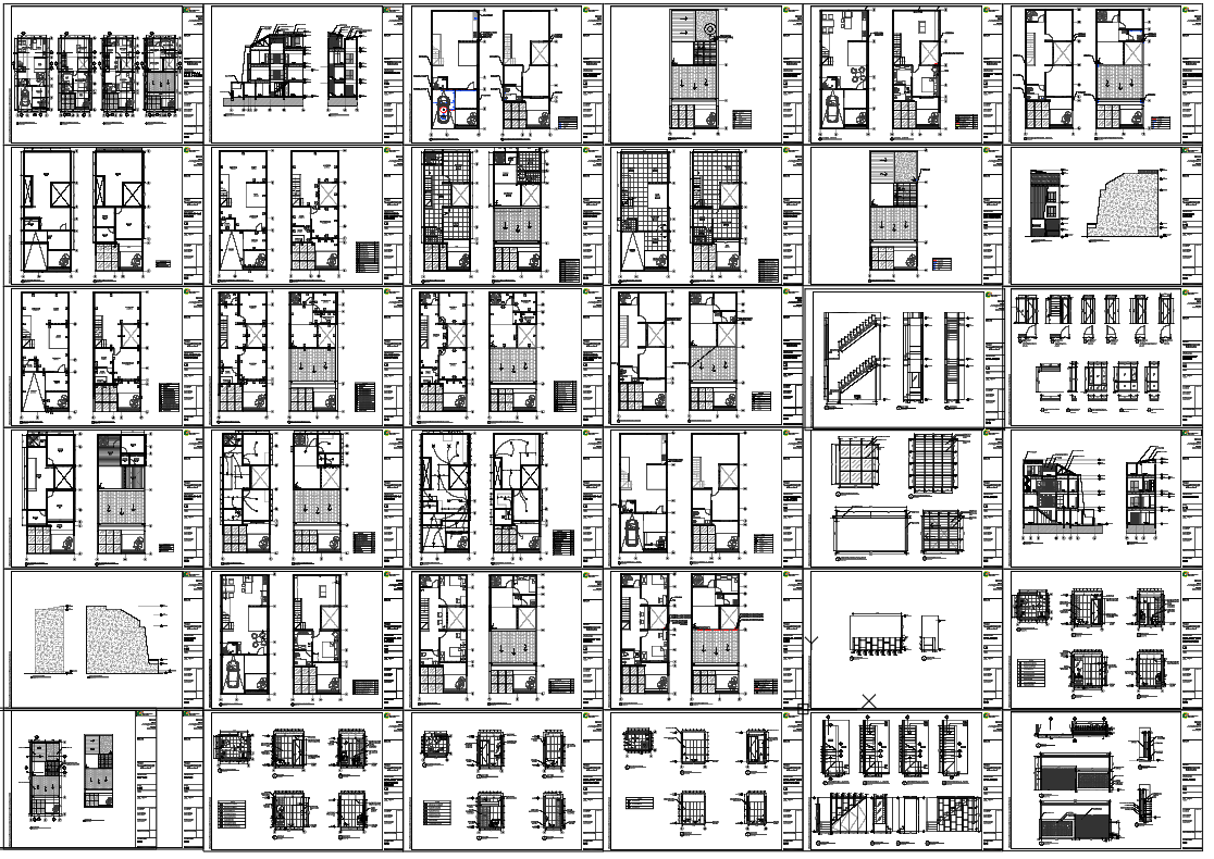 Complete Residential Layout Plans with Sections and Elevations