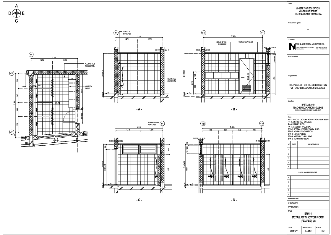Detailed Shower Room Design with AutoCAD DWG for Educational Facilitie