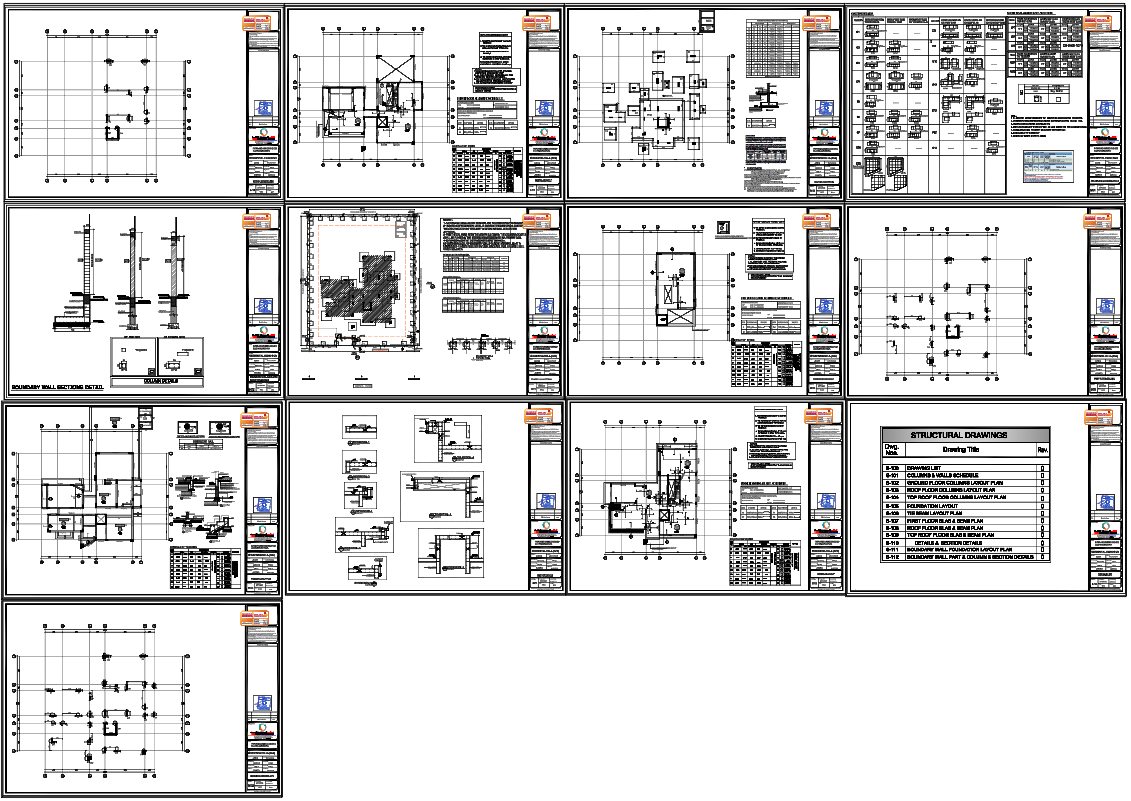 Detailed Structural Plans and Wall Section Drawings with Measurements