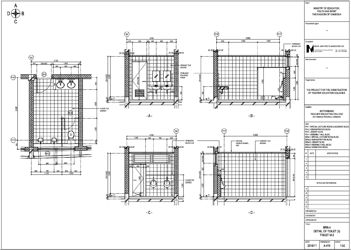 Detailed Toilet Design with AutoCAD CAD DWG for Educational Facilities