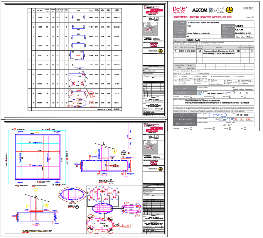 Foundation Layout and Section Elevation with Detailed Reinforcement