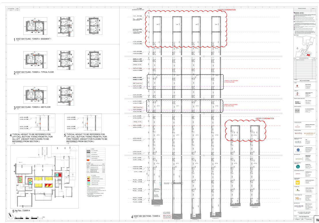 High Rise Lift Shaft DWG Basement to L78 Hoistway Plan layout