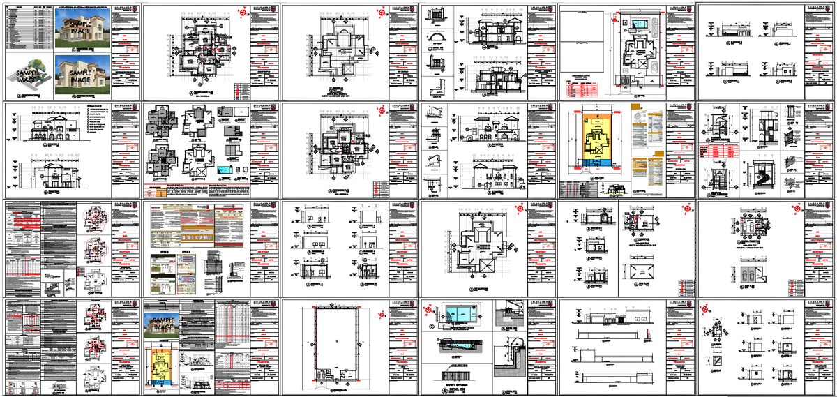 Luxury Residential Villa Architectural Drawing Set AutoCAD Plan