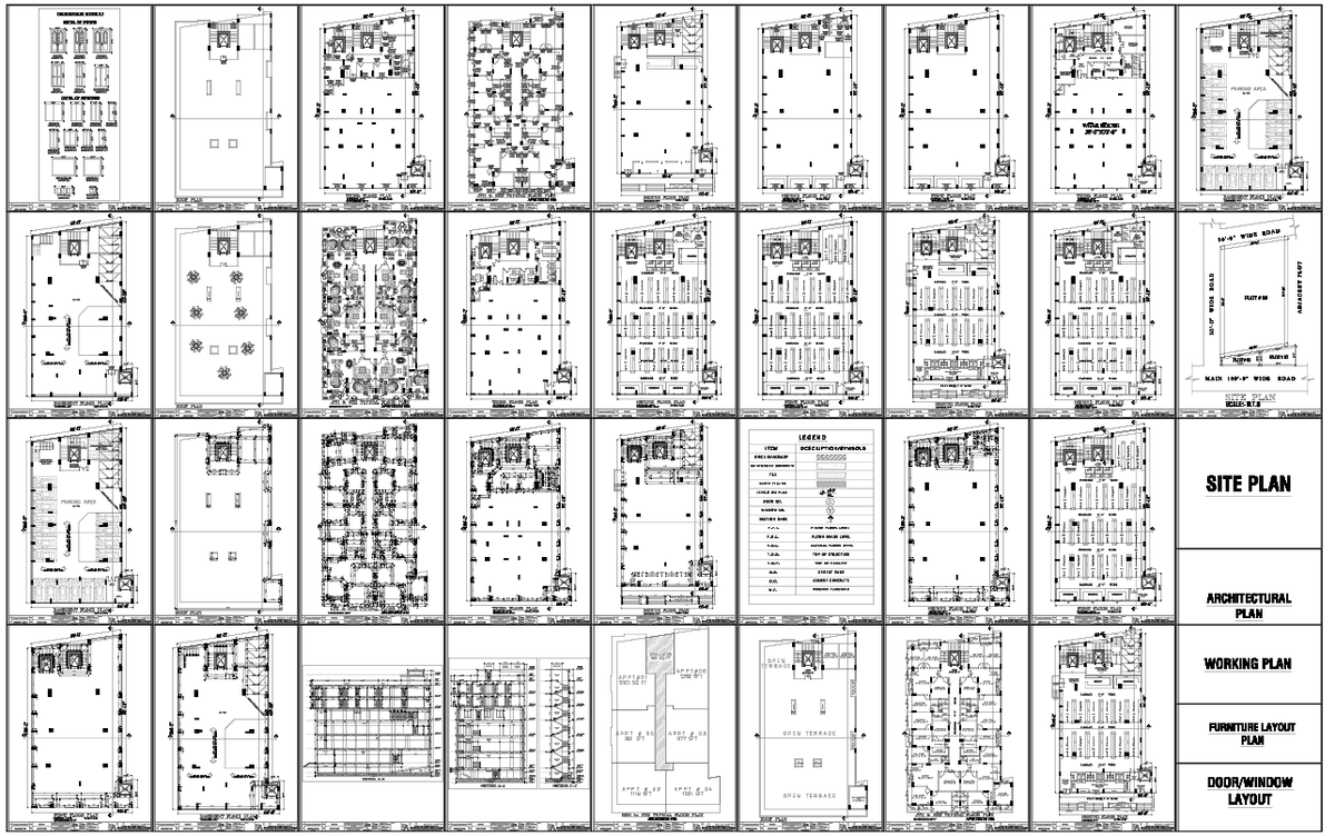 Multi Floor Commercial Building Architectural Layout AutoCAD Drawing