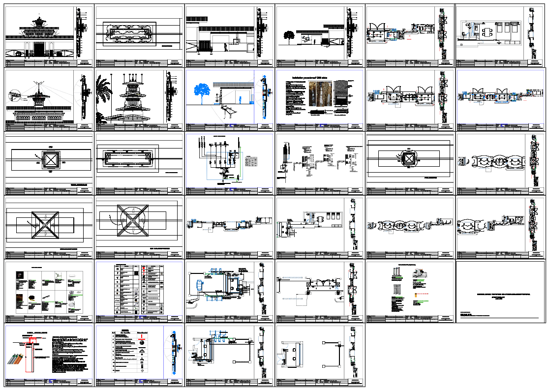 Temple Complex Architectural and Services Layout AutoCAD Drawing