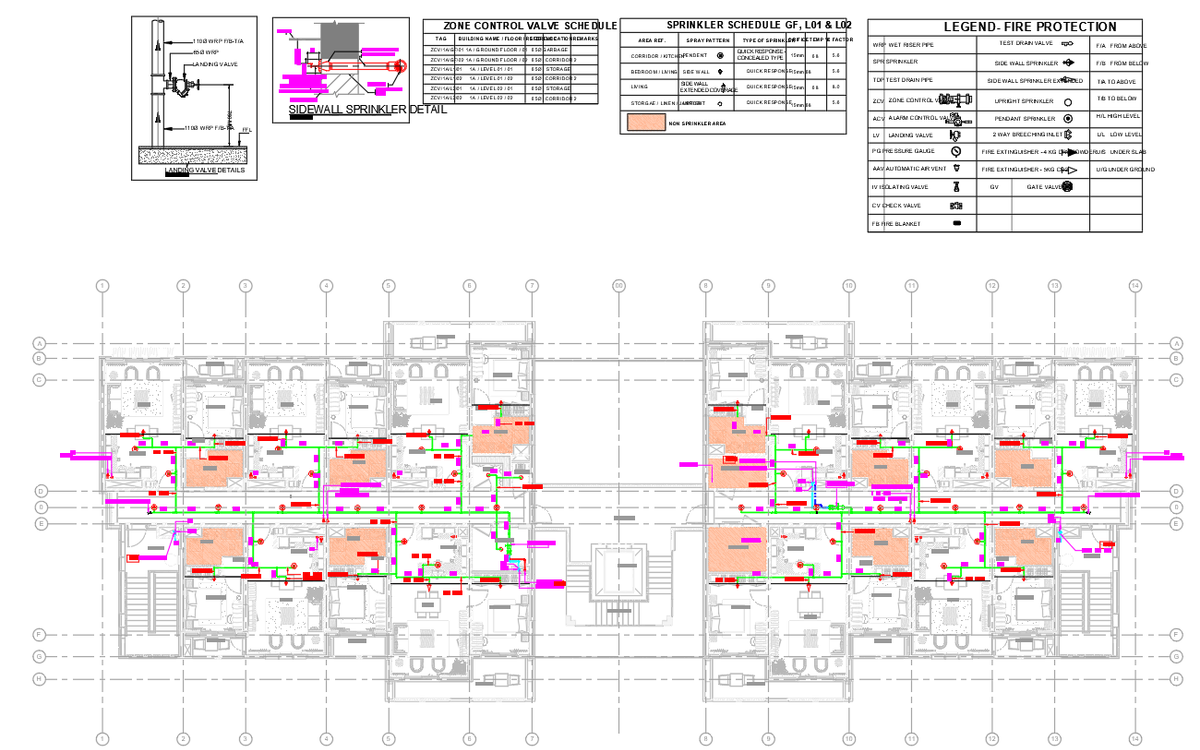 2 and 3 BHK Residential Apartment with Fire Protection Layout