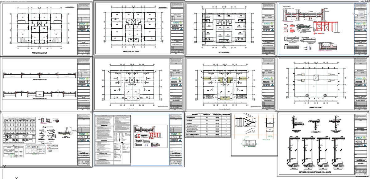 3 BHK Duplex House Structural CAD DWG with Raft and Slab Reinforcement